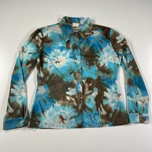 Buffalo David Bitton Hemd Damen 8-10 M L Blau Braune Batik Geknöpfter Kr... - $23.75