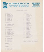 1974 Vintage Minnesota Twins Official PR Department Roster - $27.40 CAD