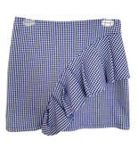 TOPSHOP Blue White Gingham Ruffle Jersey Mini Skirt Size 4 - $57.96 CAD