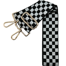 Black White Checkerboard Adjustable Crossbody Bag Purse Guitar Strap - $24.75