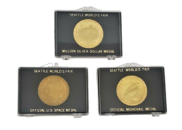 1962 Seattle World&#39;s Fair Official Medals Space / Monorail / Million Dol... - $67.90