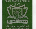 Edelweiss German Restaurant Wine List Fort Worth Texas 1976 - £14.24 GBP
