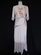 Vtg Spencer Alexis 2 Pc Dress 6 Romantic Roses Pink Skirt Top Mixed Fabr... - £68.29 GBP