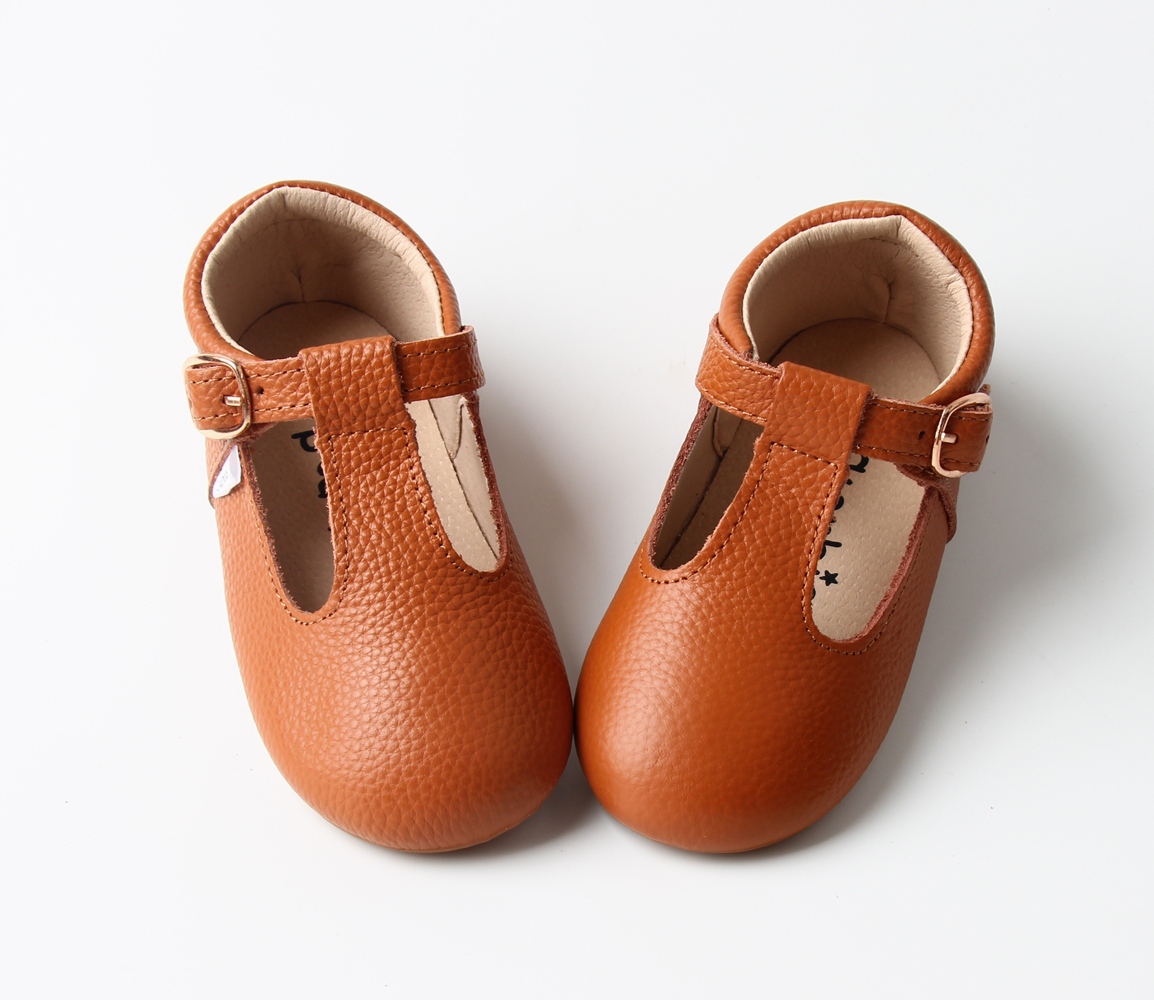 Soft-Sole Mary Janes Brown Girl Shoes Toddler Mary Janes Toddler Shoes Baby Shoe - £15.80 GBP - £22.91 GBP