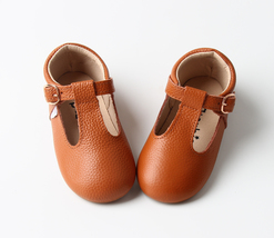 Soft-Sole Mary Janes Brown Girl Shoes Toddler Mary Janes Toddler Shoes Baby Shoe - £16.03 GBP+