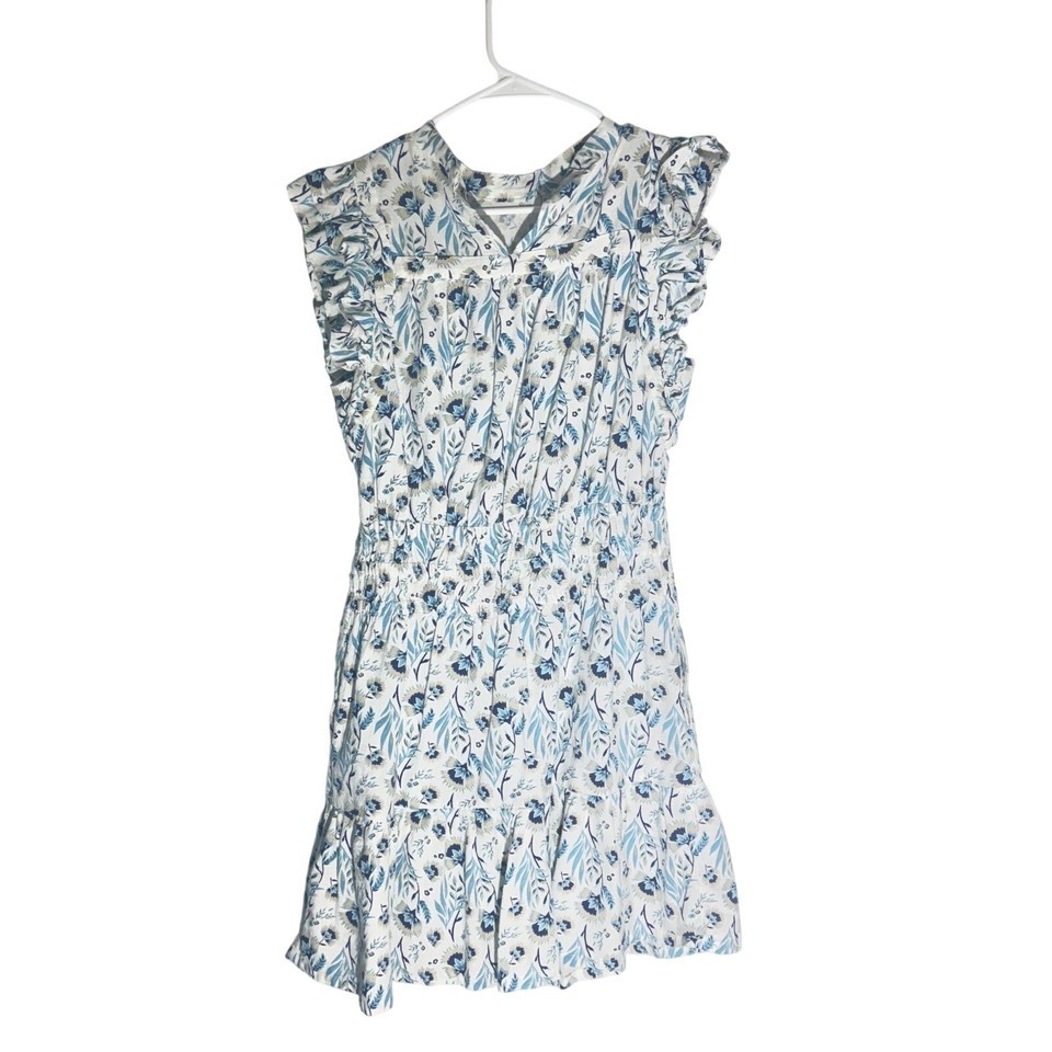 Universal Thread Blue Floral Ruffle Dress | Cotton Linen Blend | Size M Item image 9