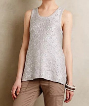 NWT Anthropologie Sana Foil Tank MEDIUM Silver Knit Sweater Sleeveless T... - £27.78 GBP