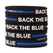 50 BACK THE BLUE Wristbands Silicone Awareness Bracelets with Thin Blue Line - £38.27 GBP