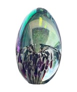 Vintage 1984 Art Glass Paperweight Egg Mount St. Helen Iridescent Signed... - $60.63 CAD