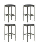 Bar Stools with Cushions 4 pcs Gray Poly Rattan - $4,404.54 MXN