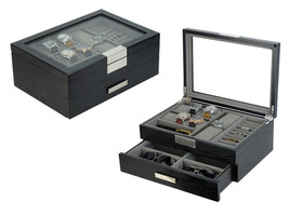 DecoreBay Modern Black wood Cufflink Case Ring and Jewelry Box - $128.99