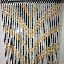 Vintage 1970’s Wood Beaded Curtain Descriptive Wooden Beads Mint - £152.69 GBP