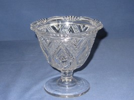 Grand Diamond Medallion Vtg Open Compote Pedestal Bowl Clear Pressed Glass EAPG - £15.56 GBP