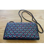 Vtg multi color seed bead clutch purse w/ overlapping circles pattern - £23.54 GBP
