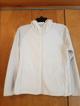 Old Navy Women’s White With Gray Stripes Fleece Hooded Zip Jacket Size Small  - £7.85 GBP