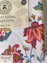 Caribbean Joe Tablecloth Indoor Outdoor 70&quot; Rd Jacobean Floral Easy Care - $39.08