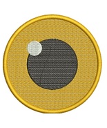 Round Yellow Doll Eye Machine Embroidery Design - $3.50