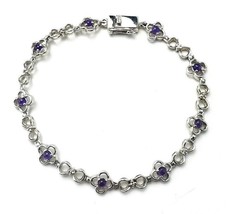 Sterling Silver Purple Amethyst Openwork Tennis Bracelet 7.75&quot; - £36.40 GBP