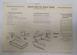 Quick Start for UMAX Astra 1200S for Macintosh Users - £7.60 GBP