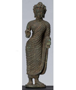 Antigüedad Indonesio Estilo Standing Bronce Javanés Enseñanza Buda - 25c... - $1,335.85