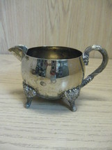 Silver Plate 4 Footed Creamer Flower Berry &amp; Leaf Design - £7.86 GBP