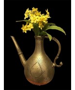 Antique 18th Century India Mughal Engraved Footed Brass Ewer - £142.55 GBP