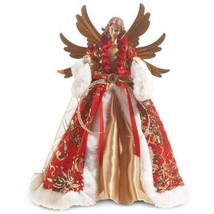 17.5" RAZ Red Gold Winged Angel Tree Topper Retro Vntg Christmas Decor - £46.18 GBP