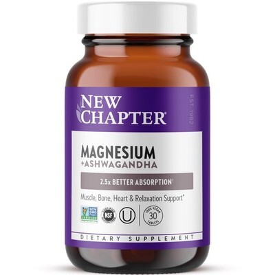 3/26 New Chapter Magnesium + Ashwagandha Supplement, 325 mg with Magnesium Glyci