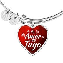 Spanish My Love is Yours Heart Bangle Bracelet Latina Gift - £39.52 GBP