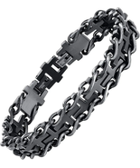 Men&#39;s Stainless Steel Bracelet Link Chain Motorcycle Wristband - £45.76 GBP