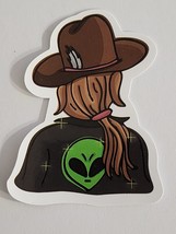 Cowgirl Wearing Jacket with Alien Head Multicolor Sticker Decal Embellis... - $2.30