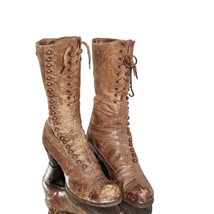 Victorian Boots Roberts Johnson Rand Brown Leather Society Star Button+L... - $257.50
