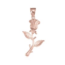 New 14K Rose Gold Plated rose Pendant -Flower Diamond Necklace Charm - £71.25 GBP