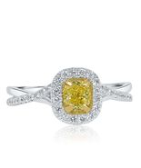 0.65 CT Corte Almohada Luz Diamante Amarillo Infinity Anillo 14k Oro Blanco - $2,369.10 CAD