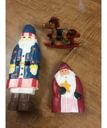 Vintage Large Father Christmas Santa, Small Santa, Rocking Horse Ornaments - $190.06 MXN