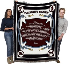 Fire Department - Fireman&#39;s Prayer Blanket - Gift Tapestry Throw Woven, 72x54 - £61.00 GBP