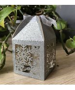 100pcs Glitter Silver Snowflake laser cut favor boxes,small gift boxes,c... - £38.23 GBP