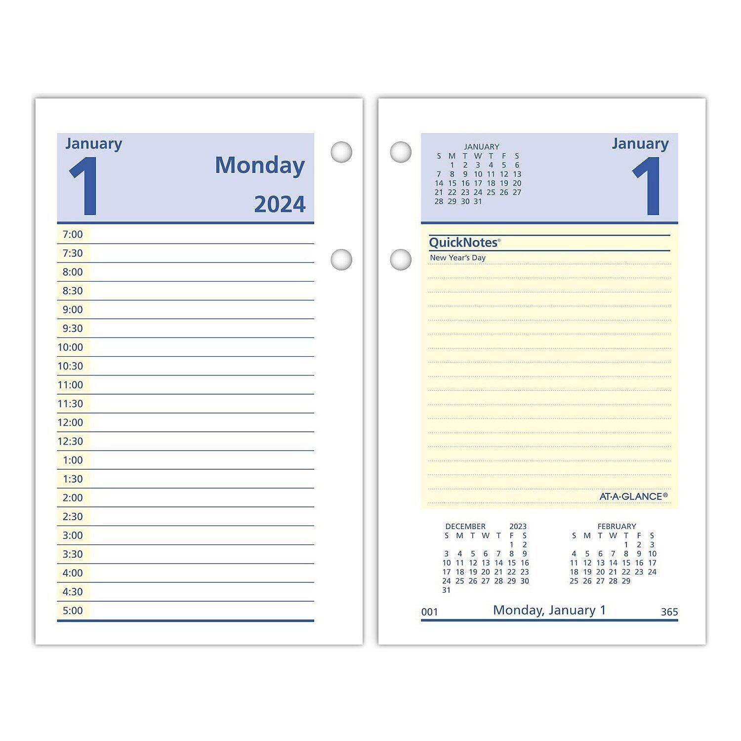 2024 AT-A-GLANCE QuickNotes 6" x 3.5" Daily Desk Calendar Refill Multicolor - £22.66 GBP