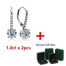 1 Carat D Color Moissanite Diamond Dangle Drop Earrings 925 Sterling Silver Bow  - £59.48 GBP