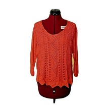 MOTH ANTHROPOLOGIE Sweater Burnt Orange Women Size Medium Hi Low Hem Knit - $30.20