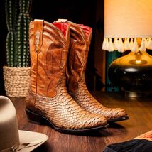 KANSAS Genuine Snake Skin Cowboy Boot from the Western Collection Cognac image 2