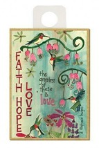 Faith Hope Love The greatest of these is LOVE Wood Fridge Magnet 2.5x3.5 NEW B1 - £4.68 GBP