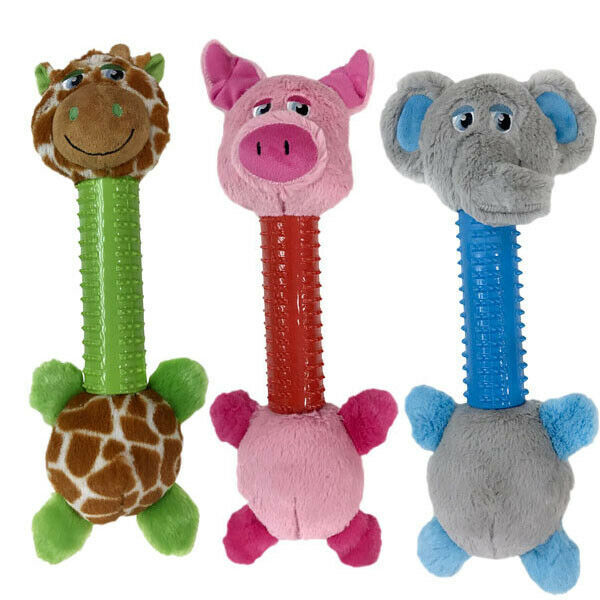 Dog Toys Silly Long Neck Plush Characters Tossers Giraffe Pig or Elephant 12.5" - £13.36 GBP - £37.10 GBP