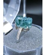 Blue Water Jade Pixiu Ring | Trending Now Gift for Her Crystal Ring Abun... - $187.00