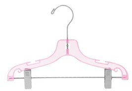 12&quot; Children&#39;s Pink Plastic Suit Hanger w/Clips [ Bundle of 25 ] - $34.84