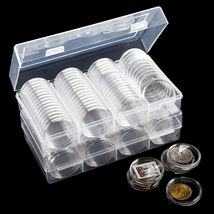 ZOOFOX 120 Pieces Coin Capsules Holder, 40 Mm Silver Dollar Coin Case Container  - £19.24 GBP