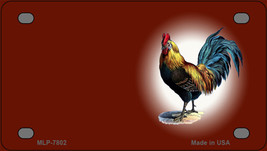Rooster Offset Red Novelty Mini Metal License Plate Tag - £11.91 GBP