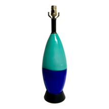 Mid-Century Bullet Lamp Color Block Blue and Turquoise Glass Table Lamp ... - $425.00