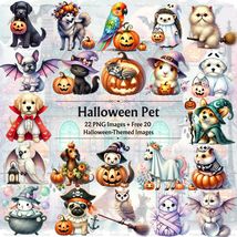 Halloween Pet Clipart Bundle: Watercolor Animals in Costume (Digital Dow... - $2.46 CAD