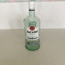 Empty Bacardi superior rum bottle large glass embossed bottle bat bar de... - $19.75